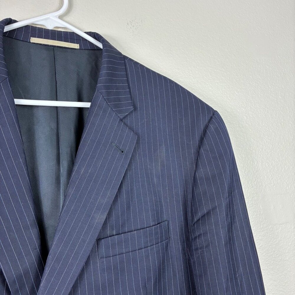 VTG Burberry Nordstrom Wool Pinstripe Kensington Blazer Union Size 46 Reg Retro - Picture 9 of 14